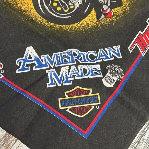 American Made Harley Davidson Black/Red-Blue Scarf Large - Picture 3 of 7